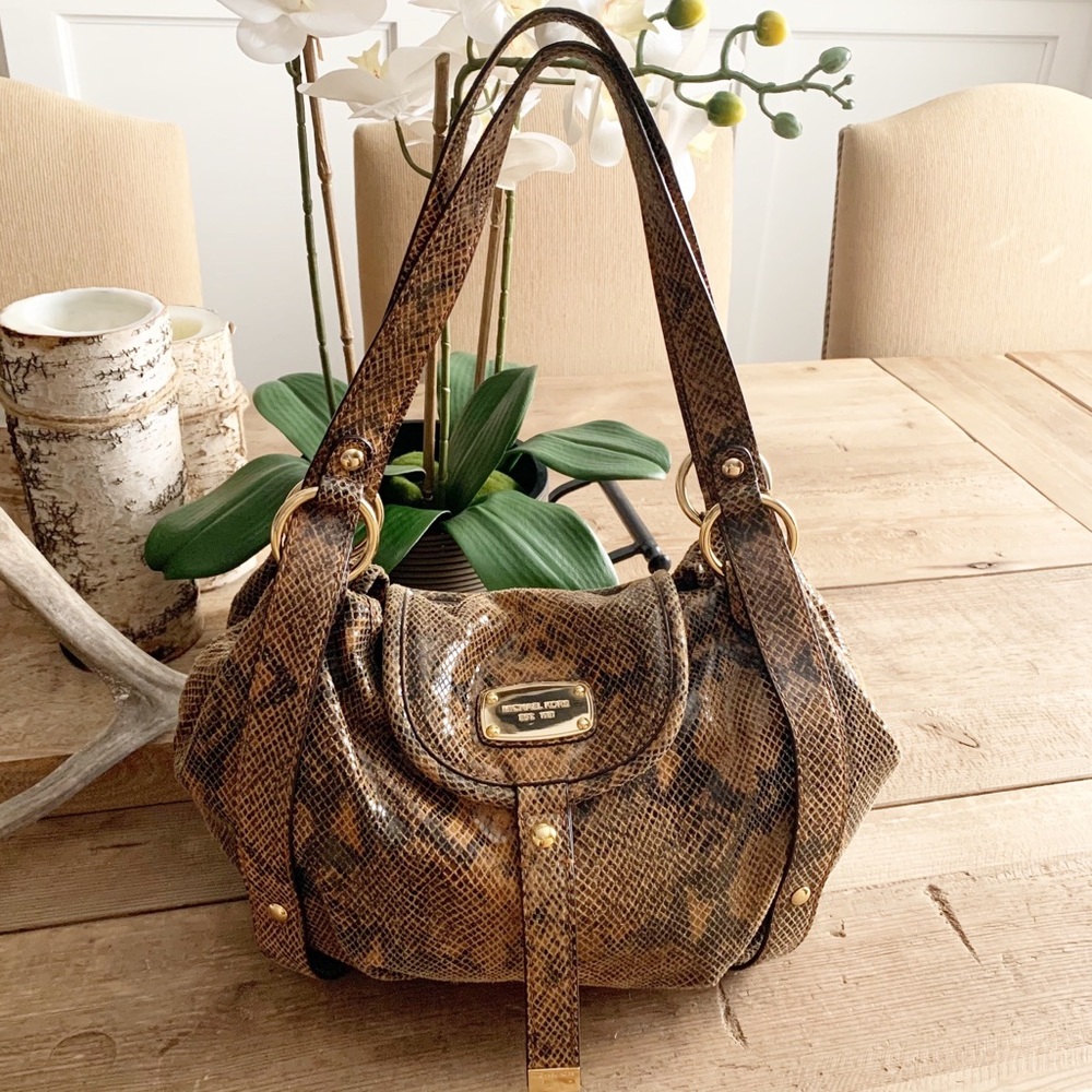 Michael Kors Brimfied Python LG Shoulder Tote Bag
